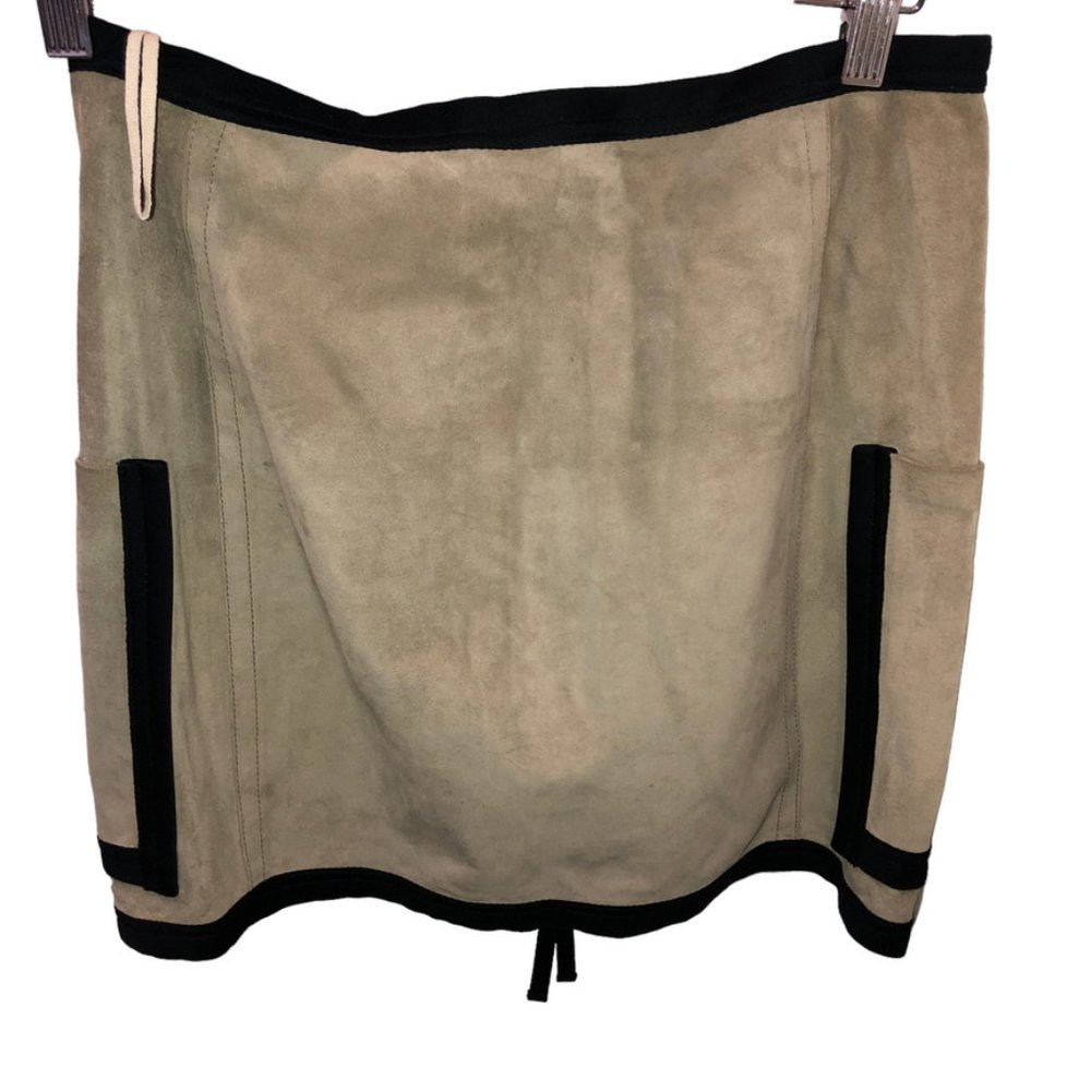 Marni khaki black SUEDE real LEATHER mini skirt 38 ITA… - Picture 3 of 4